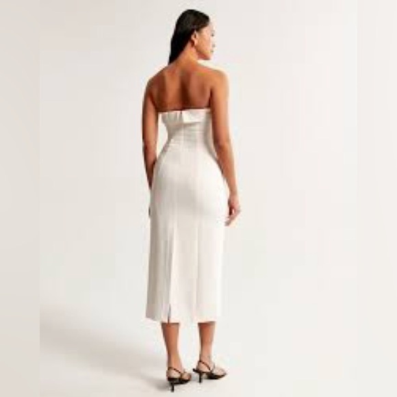 Abercrombie & Fitch Ivory Strapless Tailored Midi Dress Size Small - Picture 3 of 8